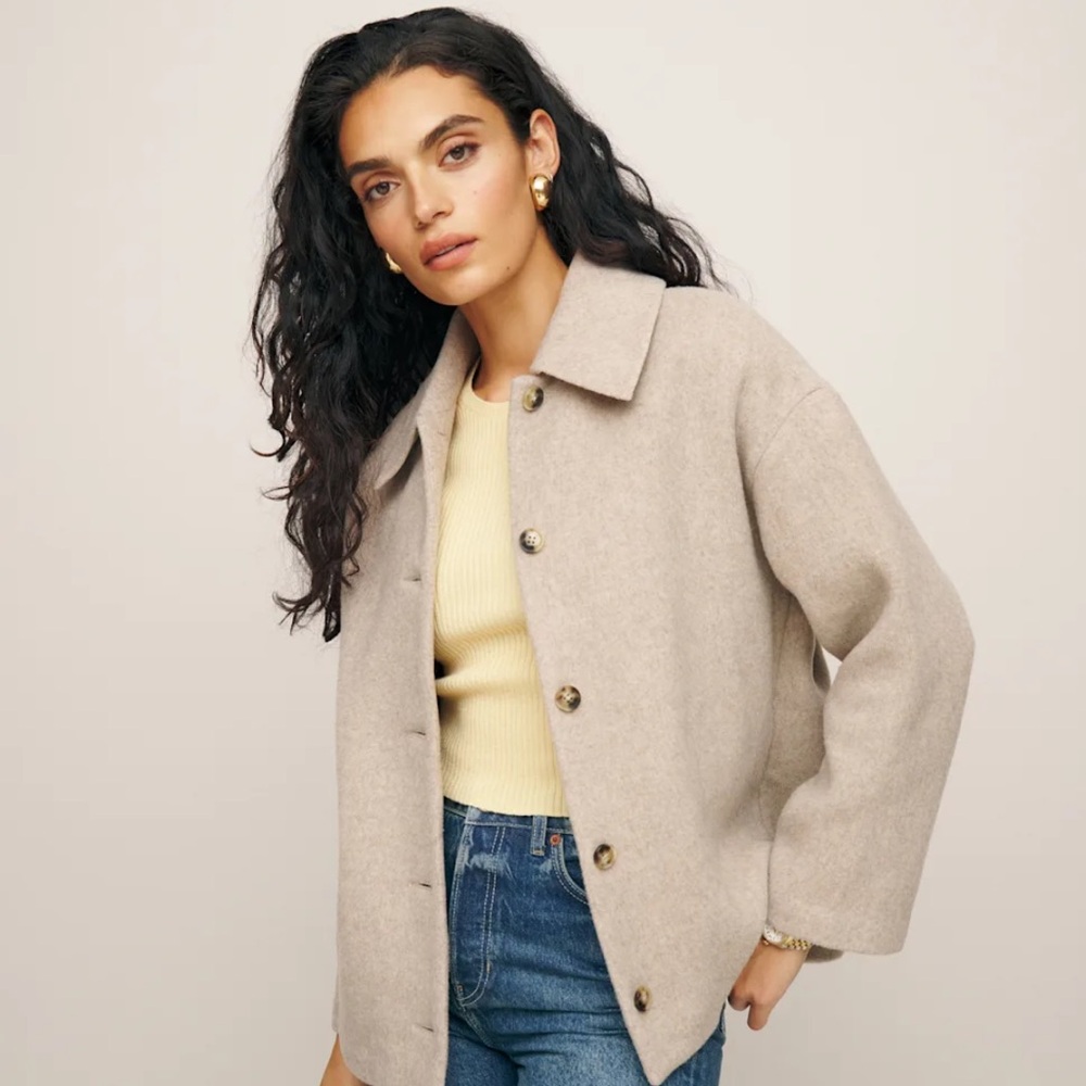 Reformation Rocky Oversized Shirt Jacket Beige